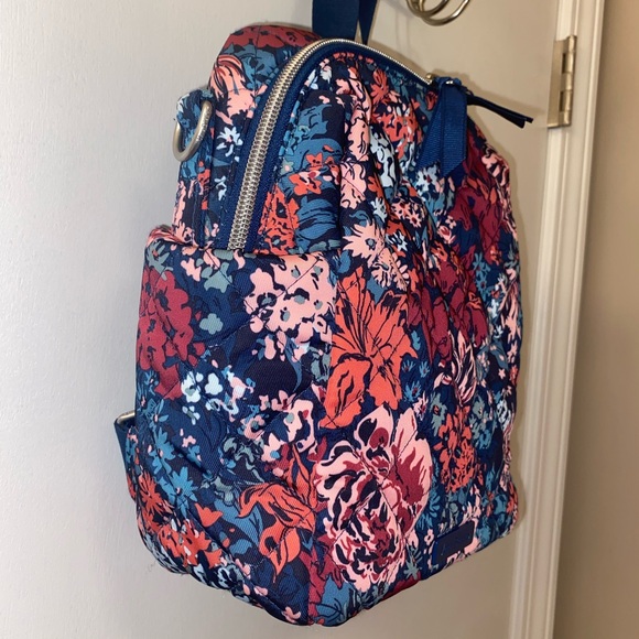 Vera Bradley small backpack in the pattern Cabbage Rose Cabernet. - Picture 2 of 6